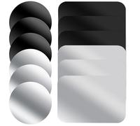 VINTORKY 12pièces Plaques Métalliques Auto-adhésives Rondes et Rectangulaires pour Support Téléphone Aimanté Lot de Design Ultra-Mince Compatible avec Tous Supports Magnétiques Voiture