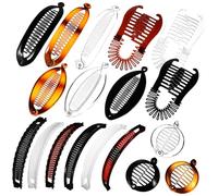 VINTORKY 18 pcs Set de Pinces Banane Vintage Légères pour Cheveux Fins Accessoires Coiffure Polyvalents pour Queue de Cheval Chignon et Coiffures Rapides