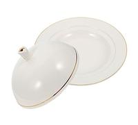 VINTORKY 1ensemble Assiette De Service Céramique Pour Steak Avec Couvercle Assiette Plate De Style Français Pour Dîner Idéale Pour Présentation De Plats Et Stockage De Viande Facile à