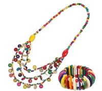 VINTORKY 1ensemble Boho Necklace And Bracelet Set For Women Vintage Coconut Shell Jewelry Summer Beach Accessories Chic Bohemian Style