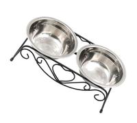 VINTORKY 1ensemble Gamelle pour Chien INOX Surélevée avec Support Fer Amovible Bol Double Acier Inoxydable Stable et Pratique pour Chats et Chiens