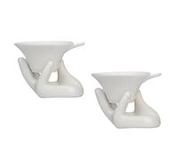 VINTORKY 2 Filtres à Thé Céramique avec Support Porcelaine à Main de Guanyin pour Thé Oolong et Floral Accessoire Pratique pour