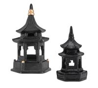 VINTORKY 2 Pièces Décoration Jardin Pavillon Hexagonal Céramique Ornement Paysager Extérieur pour Aquarium Jardin Bonsai et Terrarium Style Zen Naturel