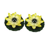 VINTORKY 2 Pièces Lampe Solaire Lotus Flottante Jaune Lot de Lumière Décorative Piscine Étanche pour Jardin Extérieur Éclairage Romantique et Pratique