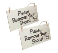 VINTORKY 2 Pièces Plaque Vintage Please Remove Your Shoes à Suspendre pour Porte Dentrée Panneau Décoratif et Portable pour Maison Bureau et Hôtel Usage Intérieur et Extérieur