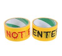 VINTORKY 2 Rouleaux Ruban de Signalisation Halloween X Ruban Autocollant de Sécurité Jaune avec Texte Rouge et Noir Décoration Effrayante pour Fête et Ambiances de Crime