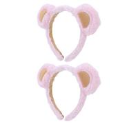 VINTORKY 2pcs Serrage-têtes Oreilles D'ours en Fourrure Rose, Bandeaux Doux et Flexibles pour Maquillage, Soins Visage et Accessoires Costume Animaux pour Filles et Femmes