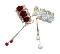 VINTORKY 2pièces Barrette à Cheveux Et Eau De Narcisse Clips De Queue De Cheval Avec Frange Accessoires Élégants Pour Cheveux Épais Et Fins