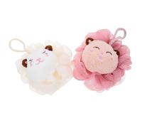 VINTORKY 2pièces Éponge De Bain Loofah Cartoon Pour Adultes Éponge Exfoliante Douce Et Amusante Pour Douche Ensemble De Rose Beige