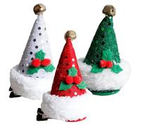 VINTORKY 3 Pièces Barrettes Garçon Fille Noël Pince Cheveux Chapeau de Noël Métal et Accessoires Filles pour Fêtes Cosplay Carnaval