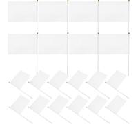 VINTORKY 30 Pièces Lot de Petits Drapeaux Blancs Polyester Résistants pour Événements Mini Drapeaux à Bâton Léger pour Fête Marathon Support École et Parade