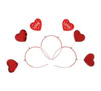 VINTORKY 3pcs Bandeaux Cheveux Rouge de Cœur en Tissu pour Fêtes Saint-valentin, Accessoires Délicats et Adorables pour Jeunes Femmes