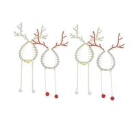 VINTORKY 4 Pièces Pinces à Cheveux Cerf Noël Accessoires Bun Antlers pour Femmes Pince Fixe Queue de Cheval Festive Clip Cheveux Rénne Rouge et Blanc