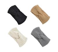 VINTORKY 4pcs Bandeaux Tissés en Laine à Nœuds Croisés pour Femmes, Large Bord Confortable et Antidérapant, pour Balades en Famille et Cyclisme