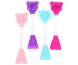 VINTORKY 4pcs Pinceaux pour Masque Visage en Silicone Double Tête, Brosse Visage Silicone Facile à Rincer, Nettoie les Pores Obstrués, Soins Quotidiens pour Femmes de Tout Âge