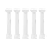 VINTORKY 5 Pièces Mini Colonne Romaine Blanche en Plastique | Décor Classique Réutilisable, Surface Lisse, pour Dioramas, Scènes Miniatures, Mariage et Vitrine