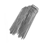 VINTORKY 50Pièces Piquets de Fixation Acier U pour Gazon Synthétique Agrafes Trapezoïdales Résistantes à Corrosion pour Toile de Paillage Mauvaises