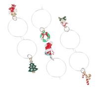VINTORKY 6 Pièces Marqueurs de Verre de Noël, Identifiants de Verre, Fer, Lavables, Faciles à Appliquer, Réutilisables, Motif de Noël, pour Nightclubs et Fraternités Couleur Aléatoire