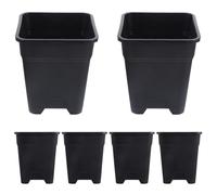 VINTORKY 6Pièces Pots de Fleurs Plastique Jardinières Carrées pour Plantes et Paysagères Résistantes et Durables avec Drainage pour Replantage et