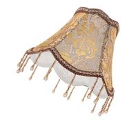 VINTORKY Abat-jour fleuri en tissu or, style classique européen avec pompons perlés, abat-jour pour lampadaire, pour salon, chambre et décoration intérieure 25cm