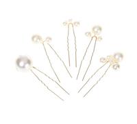VINTORKY Accessoires pour Cheveux de Mariée Élégants en Perles Or, Épingles de U, Lot de 5, Confortables à Porter pour Mariage et Banquet