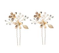 VINTORKY Accessoires pour Cheveux Mariage en Alliage de Zinc Doré, Fourche à Cheveux de U avec Fleurs Élégantes, Pratique et Facile à Porter pour Danse