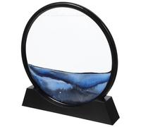 VINTORKY Art du Sable Mouvant 3D Mouvement Liquide, Décoration Élégante en Abs et Sable Bleu pour Bureau et Maison, Présent Méditatif et Apaisant