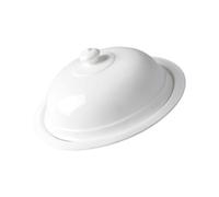 VINTORKY Assiette en Céramique Blanche avec Couvercle, Facile à Nettoyer et Solide, Style Français, pour Restaurant et Hôtel