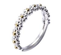 VINTORKY Bague Marguerite pour Soirée ou Bar Design Ajustable et Artisanat Fin Réglable en Cuivre Argenté pour Femmes