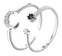 VINTORKY Bague Ouverte Réglable 2 Pièces en Cuivre pour Femmes | Argenté, Design Classique et Créatif, Lot de Deux, pour Danses et Mariages