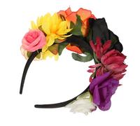 VINTORKY Bandeau à Fleurs Artificielles pour Cheveux Noir et Orange, Couronne de Roses pour Fête Halloween et Carnaval, Accessoire de Coiffure pour Mariage et Soirée, Coiffe de Scène