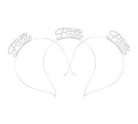 VINTORKY Bandeau Métallique Argenté Lot de 3 pour Enterrement de Vie de Jeune Fille, Accessoires Cheveux Femme Décoratifs, Serrage-têtes Brillants pour Soirée Célibataire et Coiffure