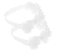 VINTORKY Bandeaux Élastiques Blancs pour Cheveux de Bébé Fille en Tissu Fleur, 2 Pièces, Accessoires Charmants et Attrayants pour Coiffure de -né