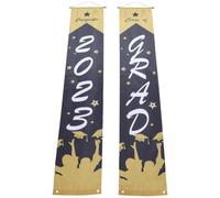 VINTORKY Bannière de Porte Noire en Polyester 2023 pour Décoration de Graduation Présent de Diplôme, Ornement Festif pour Créer une Ambiance Agréable Maison
