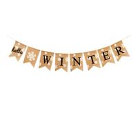 VINTORKY Bannière D'hiver en Lin Délicate Flocons de Neige pour Décoration de Fête, Réutilisable Photoshoot et Ambiance Chic