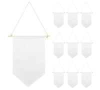 VINTORKY Bannière Murale en Lin Beige, Lot de 10 Fanions Vierges en Bois, Support pour Présentation d'Épingles dans Coin Jeux et Chambre d'Enfant