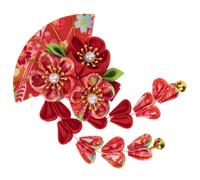 VINTORKY Barrette Japonaise Tissu Forme Éventail avec Clochettes et Accessoire Élégant pour Fille pour Costumes et Fêtes