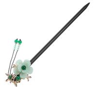 VINTORKY Bâtonnet à Cheveux Vintage en Bois Pompon Fleuri, Taille Unique, pour Femmes, Accessoire Coiffure Chignon, Style Traditionnel Chinois pour Fêtes et Cosplay