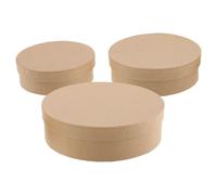 VINTORKY Boîtes à Pâtisserie Rondes en Papier Kraft 3 Pièces Couvercle, pour Rangement de Biscuits, Emballage Présent et Création Artistique, Tailles Assorties