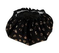 VINTORKY Bonnet de Bain Femme Imperméable Double Couche en Tissu Pe Design Élastique Confortable pour Soins Capillaires et Teinture, Grand Bonnet de Noir