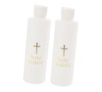 VINTORKY Bouteilles d'eau Bénite en Plastique Blanc Léger Rechargeables Lot de 2 Motif, Design Simple et Pratique, pour Église et Voyage