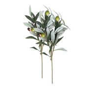 VINTORKY Branches D'olivier Artificiel Vert 2 Pièces en Plastique Fait Main Solide pour Décoration Intérieure et Accessoires de Photographie Mariage