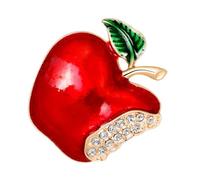 VINTORKY Broches de Pomme Rouge pour Fête de Noël, 2 Pièces en Alliage avec Décorations Brillantes, Accessoires Vestimentaires pour Soirée de Noël