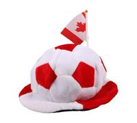 VINTORKY Chapeau de supporter de foot : Chapeau de supporter en peluche avec ballon de foot - Casquette de de l'équipe nationale de football du Canada - Accessoires de fête sur le thème du