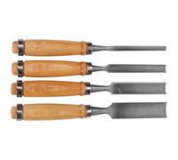 VINTORKY Coffret Ciseaux à Bois 4 Pièces avec Lame Semi-circulaire en Acier et Manche en Bois Résistant aux Chocs pour Atelier de Sculpture
