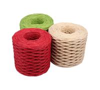 VINTORKY Corde en Raphia en Papier 3 Rouleaux 200m, Ficelle D'emballage , Accessoire Simple et Chic pour Emballage Présent et Décoration