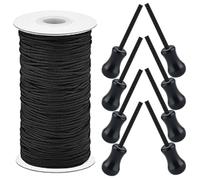 VINTORKY Cordon de Réglage Noir pour Stores et Rideaux, Ensemble Complet 8 Pendentifs, Longueur Ajustable en Polyester et PVC, Accessoires Indispensables pour Décoration Intérieure