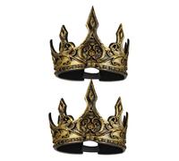 VINTORKY Couronne de Roi en Mousse Pu 2pcs, Accessoire de Costume Médiéval pour Homme, Style Élégant Finition Texturée, pour Fêtes et Anniversaires