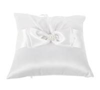 VINTORKY Coussin alliances Mariage 15x15 cm en Polyester et Satin, Oreiller européen élégant avec Double nœud, Support Confortable pour Anneaux, décoration cérémonie Plage et engagements