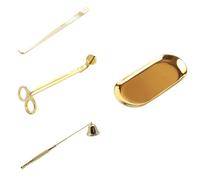 VINTORKY Design Pratique pour Bougies Set de 4 Accessoires en Acier Inoxydable Or Comprenant Coupe-mèche, Couvercle, Éteignoir et et Fonctionnement Simple